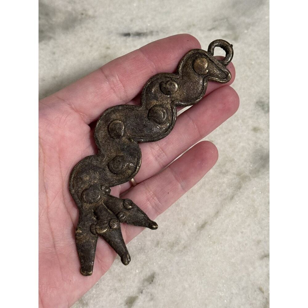 Antique African Bronze Snake Pendant Handmade